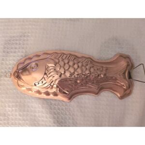 Vintage Old Dutch Copper Fish Jello Mold Large 12.5” Made In Portugal (D)